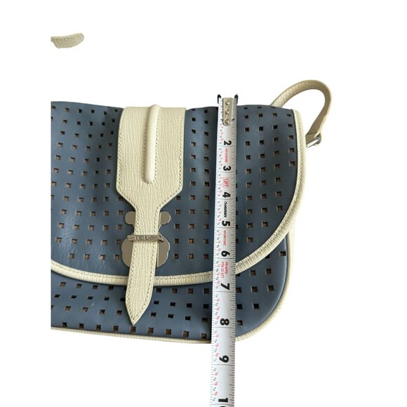 TOUS Blue White Perforated Leather Crossbody Bag w/ Dustbag - Picture 6 of 15